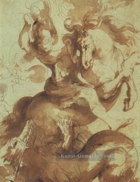  Paul Kunst - St Georg mit dem dragon Pen Barock Peter Paul Rubens